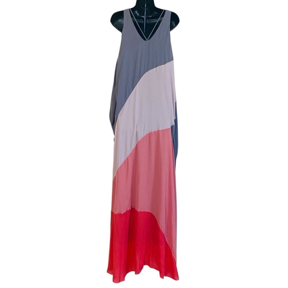 Halston Heritage Resort 2015 Runway Draped Colorblock Maxi Dress Sz XS - Picture 14 of 16
